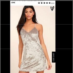 Lulu’s Grey/Silver Crushed Velvet Slip Dress